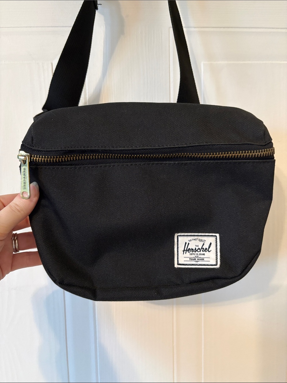 Herschel Supply Company Black Belt Bag with Gold Zipper